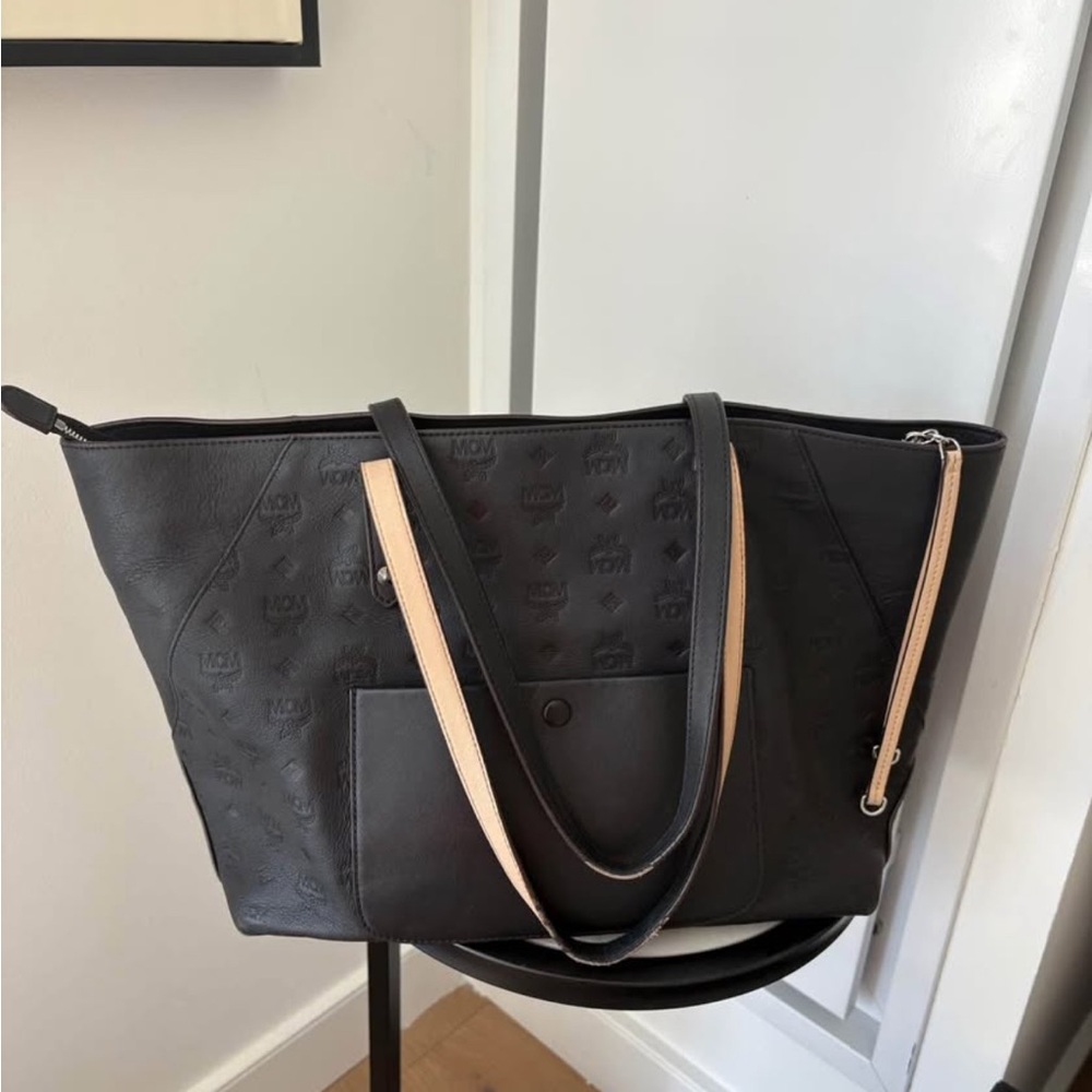 MCM Black and Tan Leather Tote